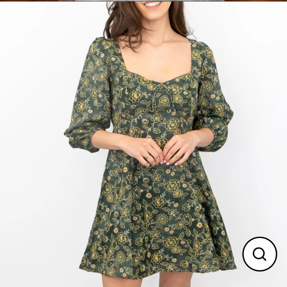 J. Crew Green and Yellow Floral Mini Dress